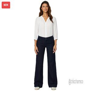 Wide Leg Trouser Jeans with Slimming Panel, 33" Inseam, Premium Denim